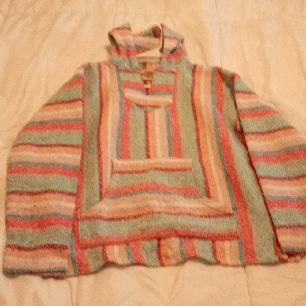 Blue, pink, and white Earth Ragz large women sweater